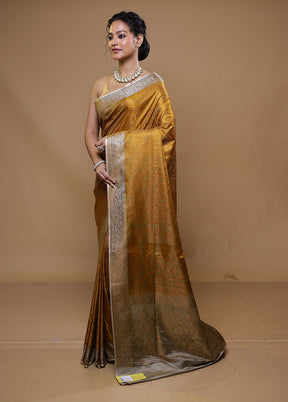 Yellow Jamewar Silk Saree With Blouse Piece