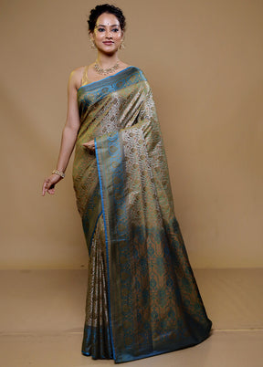 Green Jamewar Silk Saree With Blouse Piece