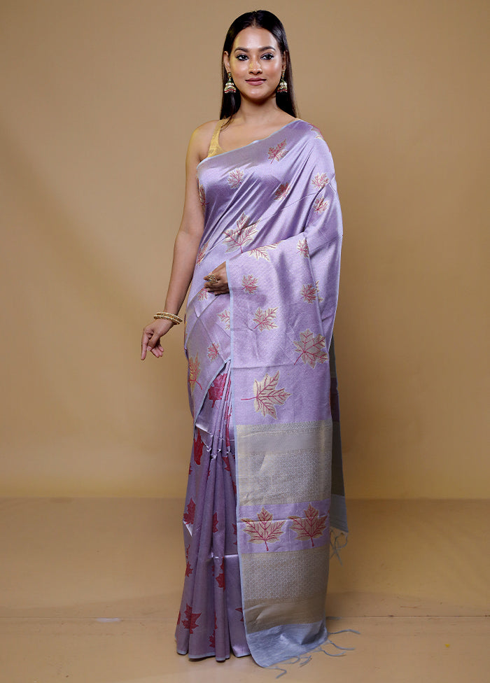 Purple Tussar Silk Saree With Blouse Piece