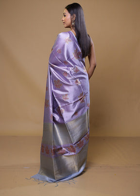 Purple Tussar Silk Saree With Blouse Piece