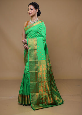 Green Kanjivaram Silk Saree With Blouse Piece