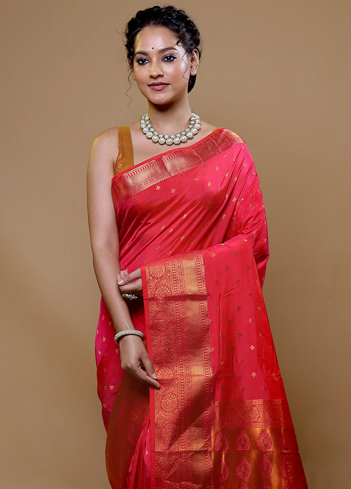 Red Kanjivaram Silk Saree With Blouse Piece