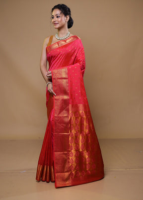 Red Kanjivaram Silk Saree With Blouse Piece