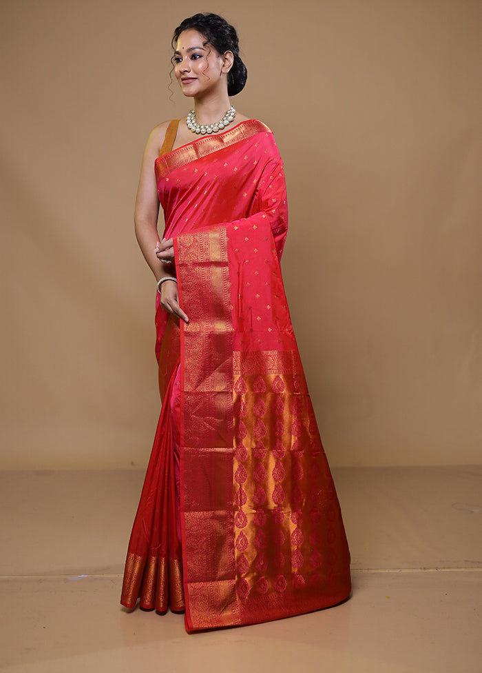 Red Kanjivaram Silk Saree With Blouse Piece