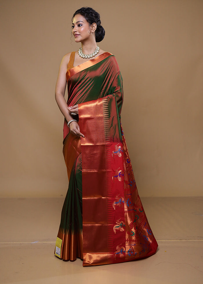 Rust Kanjivaram Silk Saree With Blouse Piece