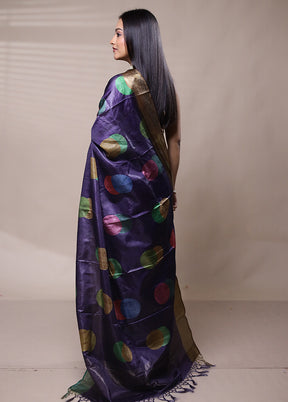 Purple Dupion Silk Saree With Blouse Piece