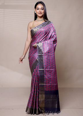 Purple Dupion Silk Saree With Blouse Piece