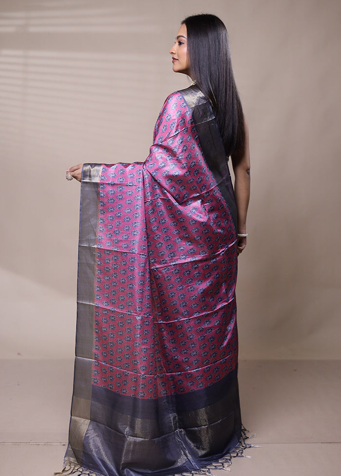 Purple Dupion Silk Saree With Blouse Piece