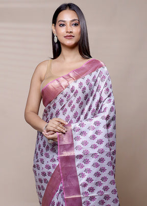 Purple Dupion Silk Saree With Blouse Piece