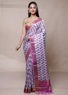 Purple Dupion Silk Saree With Blouse Piece