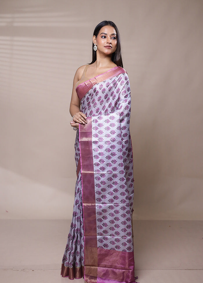 Purple Dupion Silk Saree With Blouse Piece