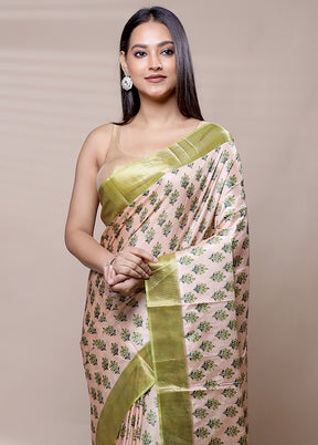 Peach Dupion Silk Saree With Blouse Piece