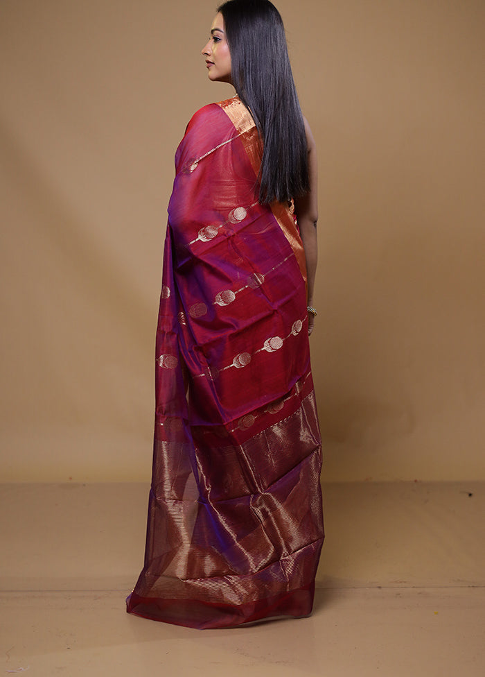 Pink Handloom Chanderi Pure Cotton Saree With Blouse Piece