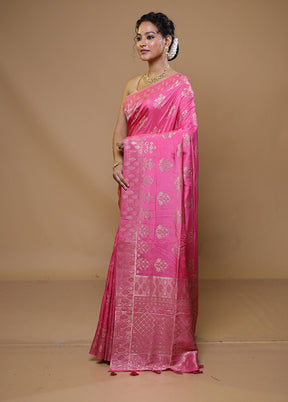 Pink Dupion Silk Saree With Blouse Piece