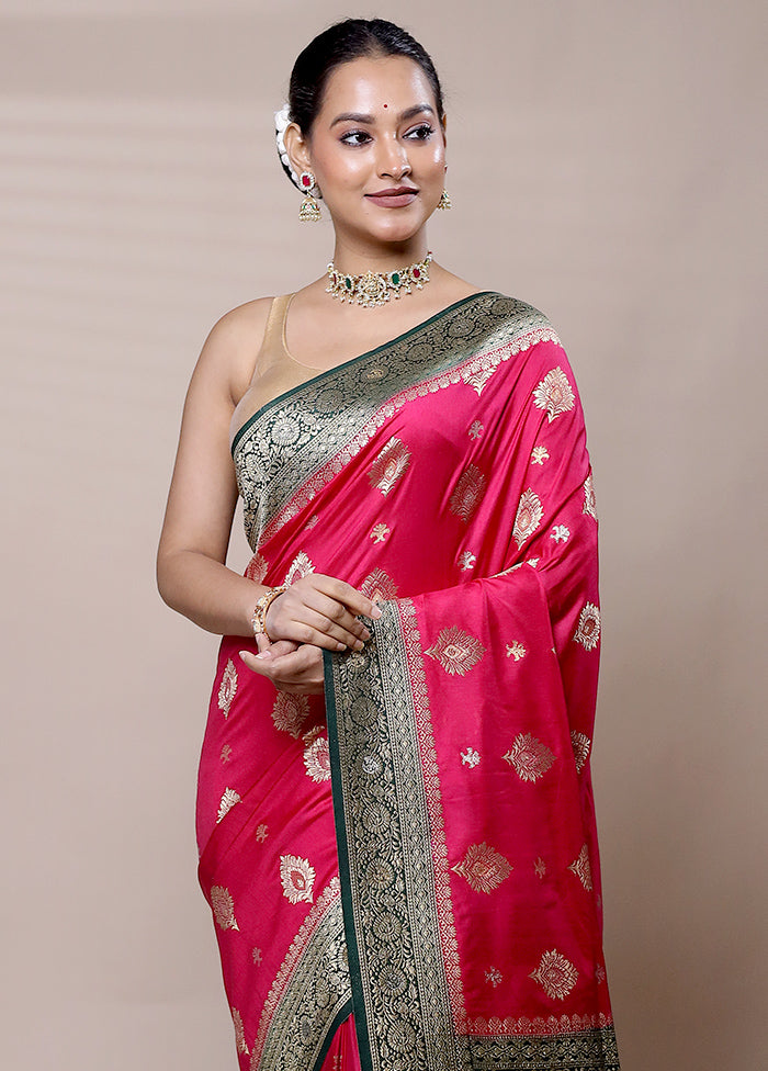 Pink Dupion Silk Saree With Blouse Piece