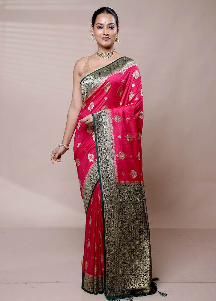 Pink Dupion Silk Saree With Blouse Piece