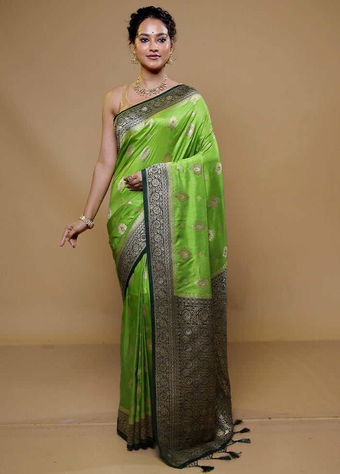 Green Dupion Silk Saree With Blouse Piece