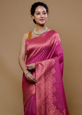 Pink Dupion Silk Saree With Blouse Piece