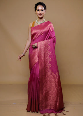 Pink Dupion Silk Saree With Blouse Piece