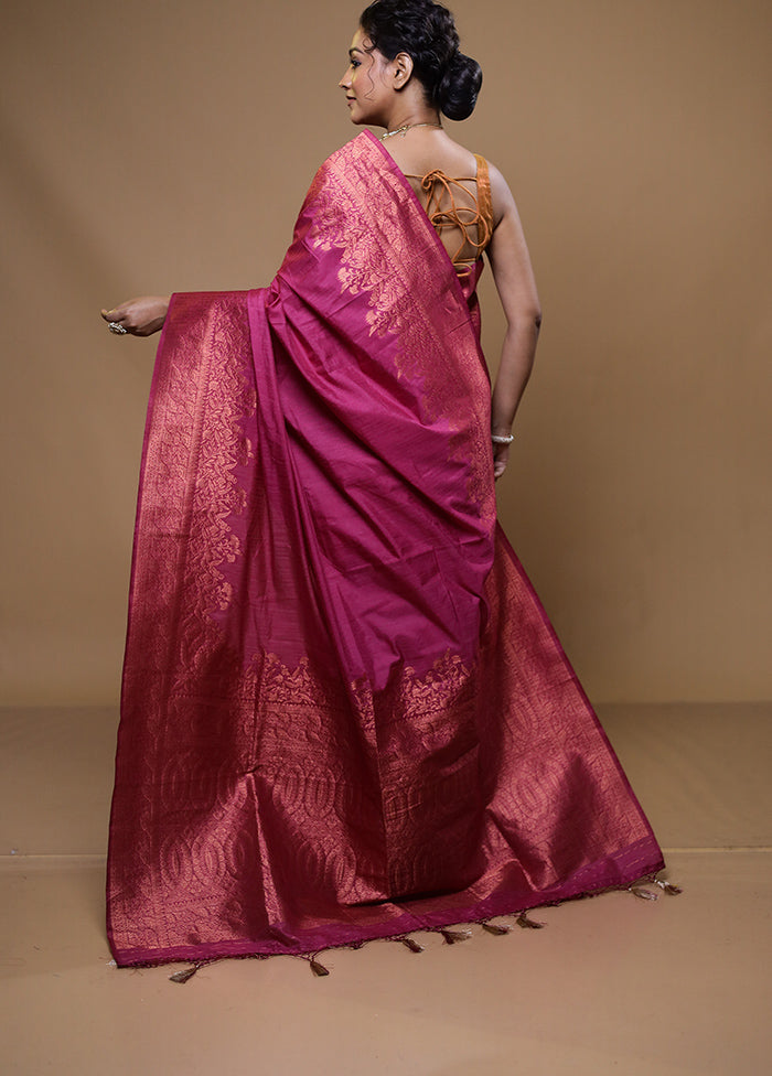 Pink Dupion Silk Saree With Blouse Piece