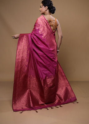 Pink Dupion Silk Saree With Blouse Piece