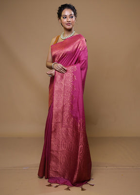 Pink Dupion Silk Saree With Blouse Piece