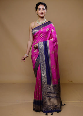 Pink Dupion Silk Saree With Blouse Piece