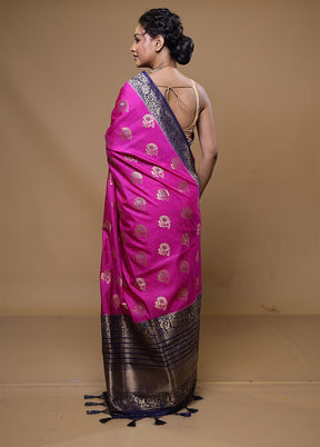 Pink Dupion Silk Saree With Blouse Piece