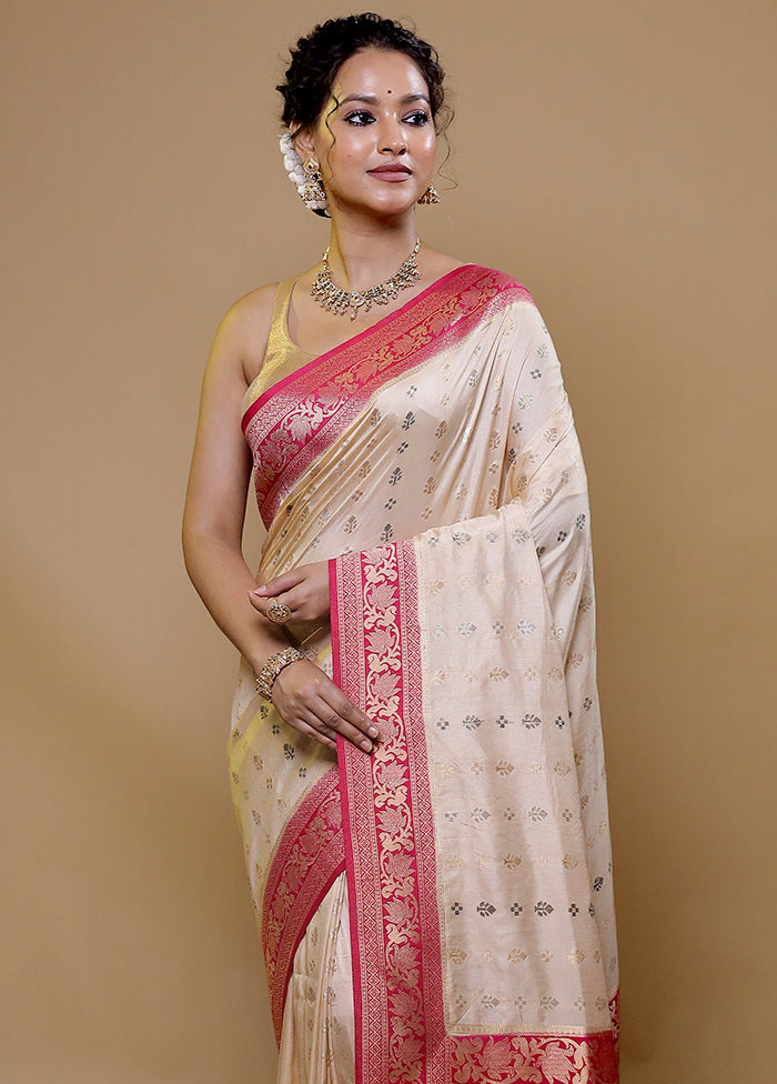 White Dupion Silk Saree With Blouse Piece