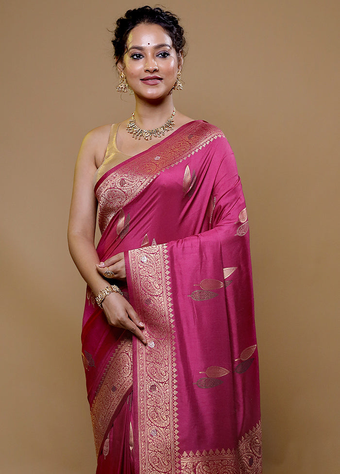 Pink Dupion Silk Saree With Blouse Piece