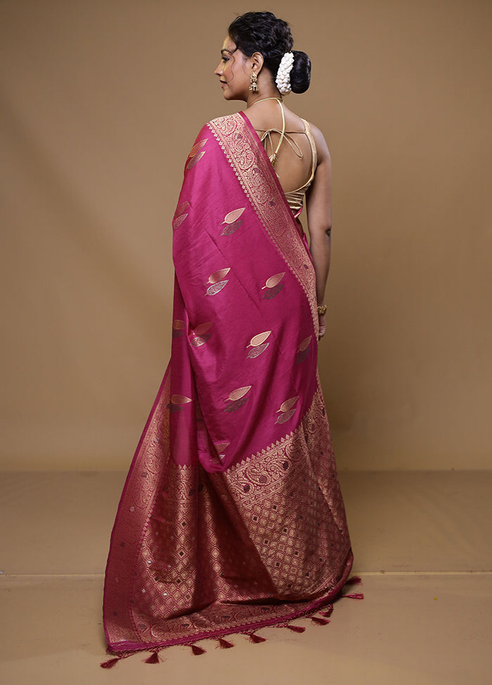 Pink Dupion Silk Saree With Blouse Piece