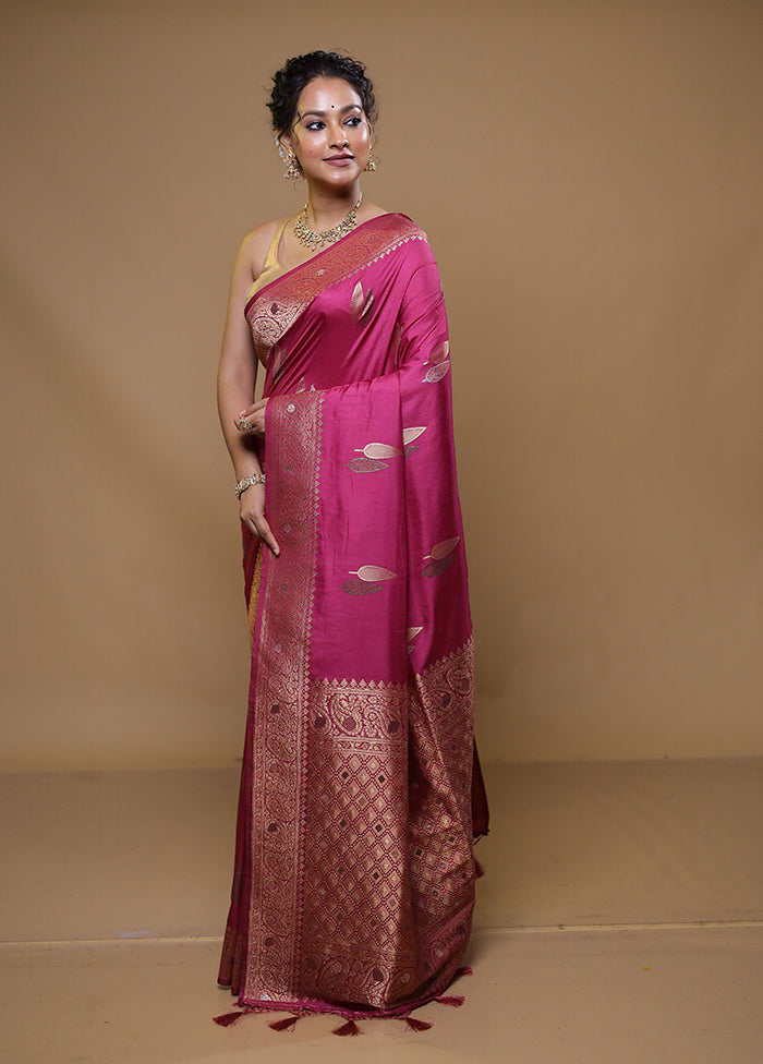 Pink Dupion Silk Saree With Blouse Piece