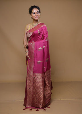 Pink Dupion Silk Saree With Blouse Piece