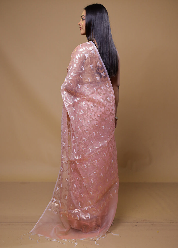 Pink Organza Saree With Blouse Piece