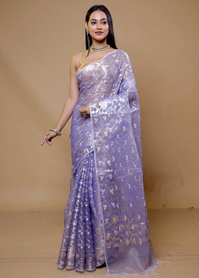 Purple Organza Saree With Blouse Piece