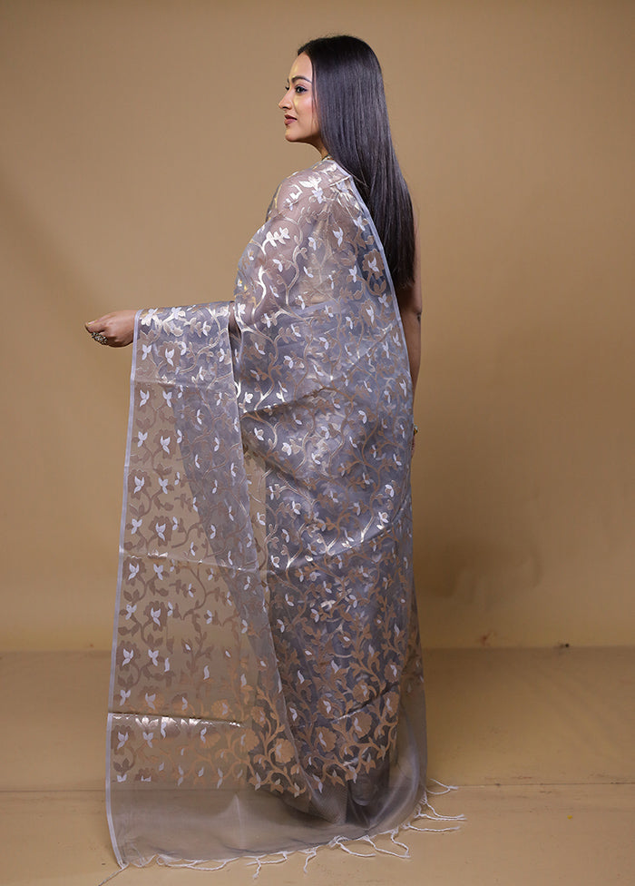 Grey Organza Saree With Blouse Piece