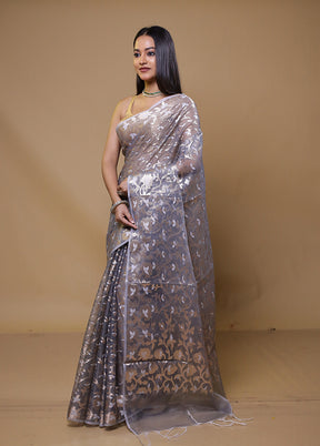 Grey Organza Saree With Blouse Piece