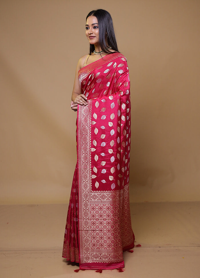 Pink Dupion Silk Saree With Blouse Piece