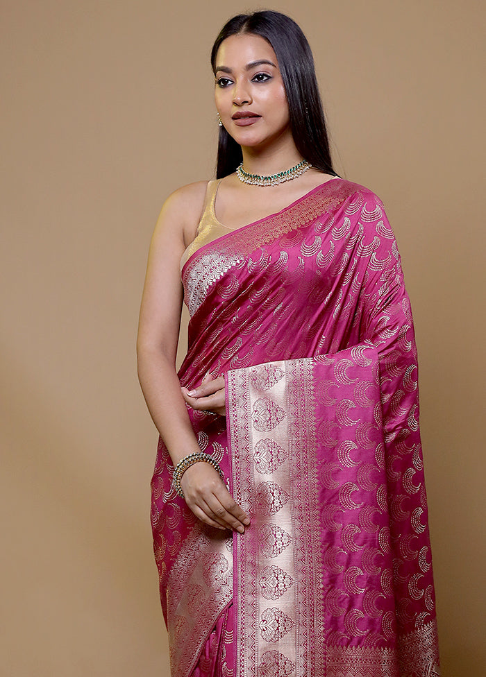 Pink Dupion Silk Saree With Blouse Piece