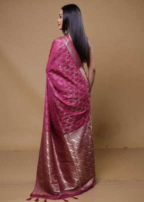 Pink Dupion Silk Saree With Blouse Piece