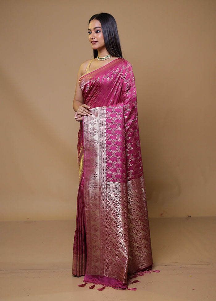 Pink Dupion Silk Saree With Blouse Piece