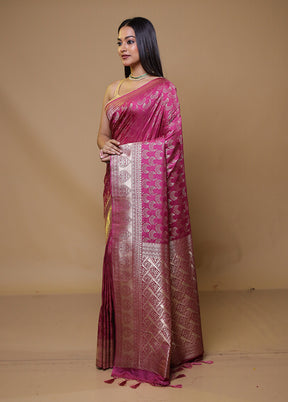 Pink Dupion Silk Saree With Blouse Piece