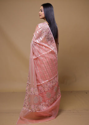 Pink Organza Saree With Blouse Piece