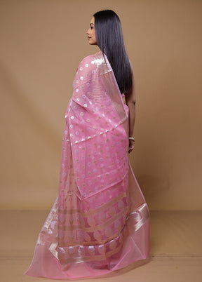 Pink Organza Saree With Blouse Piece