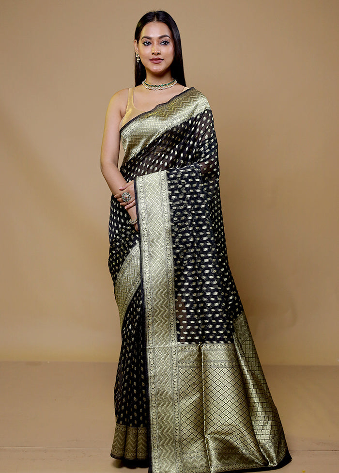 Black Organza Saree With Blouse Piece