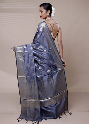 Grey Cotton Saree With Blouse Piece