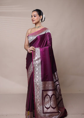 Purple Katan Silk Saree With Blouse Piece