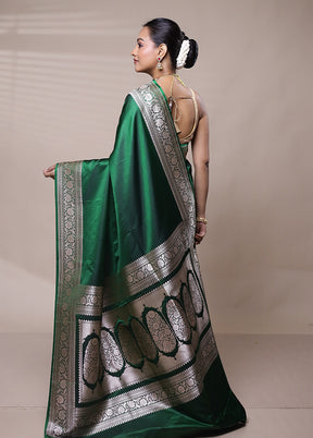 Green Katan Silk Saree With Blouse Piece