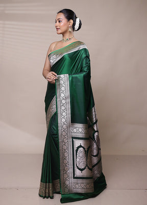 Green Katan Silk Saree With Blouse Piece