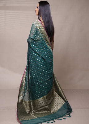 Green Kora Silk Saree With Blouse Piece